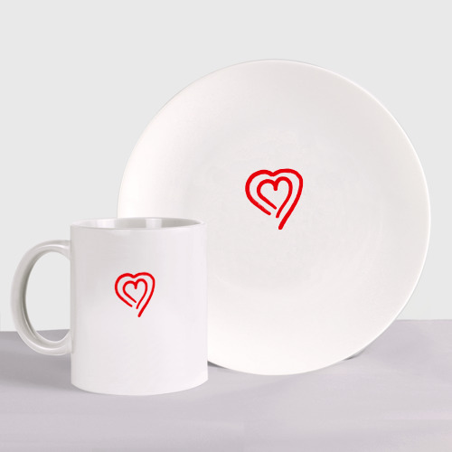 Набор: тарелка + кружка Painted hearts