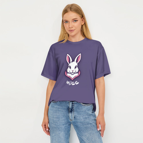 Женская футболка oversize 3D Мисс крольчиха, цвет 3D печать - фото 5