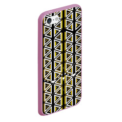 Чехол с принтом Жёлто-белые треугольники на чёрном фоне для любого человека, вид спереди №3. Цвет основы: розовый