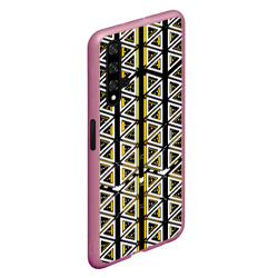 Чехол с принтом Жёлто-белые треугольники на чёрном фоне для любого человека, вид спереди №3. Цвет основы: малиновый
