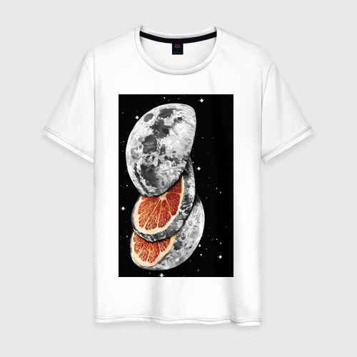 Мужская футболка из хлопка с принтом Планета из фруктов, вид спереди №1