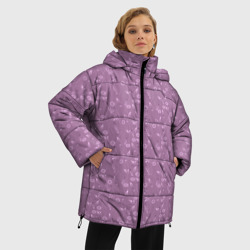 Женская зимняя куртка Oversize Розовый сиреневый цветочный однотонный узор - фото 2