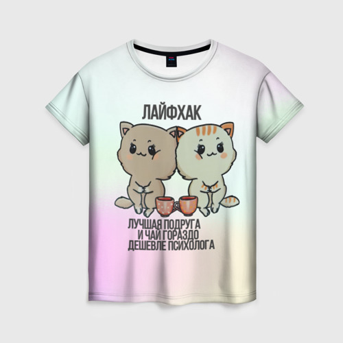 Женская футболка 3D 2 подружки кошечки, цвет 3D печать