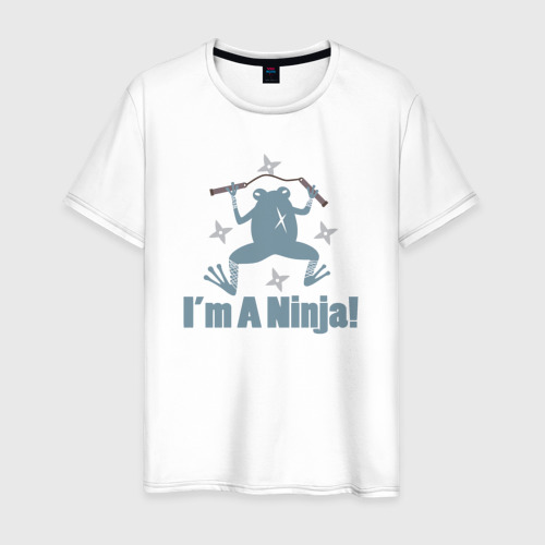 Мужская футболка из хлопка с принтом Лягушка ниндзя, вид спереди №1