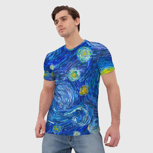 Мужская футболка 3D Мазки ван гога, цвет 3D печать - фото 3