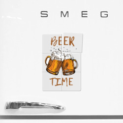 Плакат с принтом Две кружки с пивом - время для пива для любого человека, вид спереди №2. Цвет основы: белый