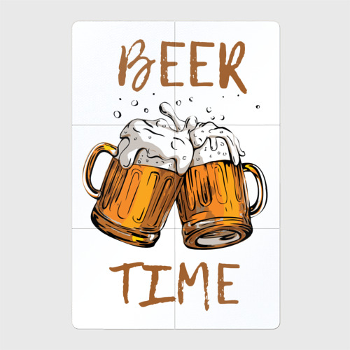 Магнитный плакат 2x3 с принтом Две кружки с пивом - время для пива, вид спереди №1