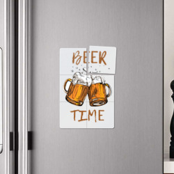 Плакат с принтом Две кружки с пивом - время для пива для любого человека, вид спереди №4. Цвет основы: белый