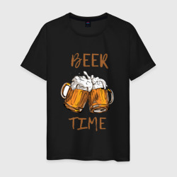 Две кружки с пивом - время для пива – Мужская футболка хлопок с принтом купить со скидкой в -20%
