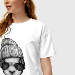 Женская футболка хлопок Oversize Кролик-хипстер - фото 2