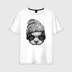 Женская футболка хлопок Oversize Кролик-хипстер
