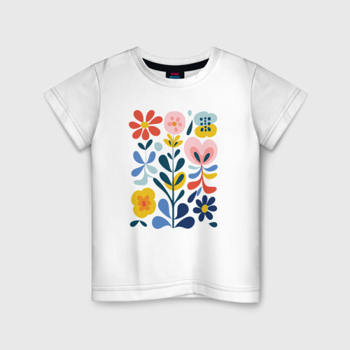 Детская футболка из хлопка с принтом Красочный орнамент, вид спереди №1