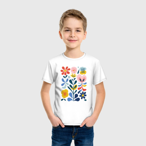 Детская футболка хлопок Красочный орнамент, цвет белый - фото 3