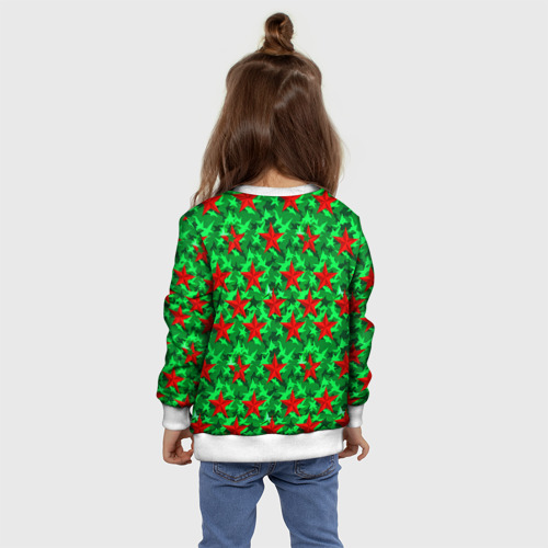 Детский свитшот 3D Красные звезды победы на зеленом камуфляже, цвет 3D печать - фото 8