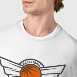 Футболка с принтом Турнир по баскетболу для мужчины, вид на модели спереди №4. Цвет основы: белый