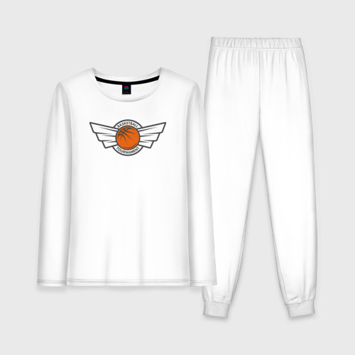 Женская пижама из хлопка с лонгсливом с принтом Турнир по баскетболу, вид спереди №1