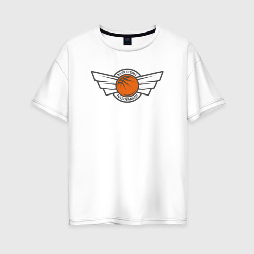 Женская футболка из хлопка оверсайз с принтом Турнир по баскетболу, вид спереди №1