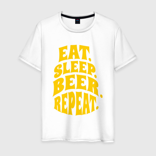 Мужская футболка из хлопка с принтом Еда сон пивко, вид спереди №1