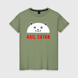 Hail satan – Женская футболка хлопок с принтом купить со скидкой в -20%