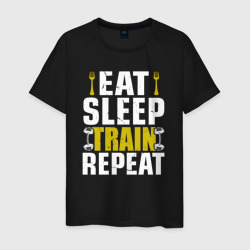 Eat sleep train – Мужская футболка хлопок с принтом купить со скидкой в -20%