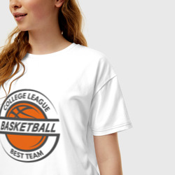 Футболка с принтом Basketball best team для женщины, вид на модели спереди №2. Цвет основы: белый