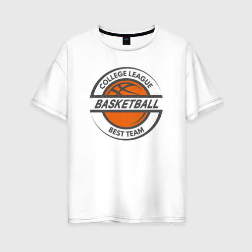 Женская футболка из хлопка оверсайз с принтом Basketball best team, вид спереди №1