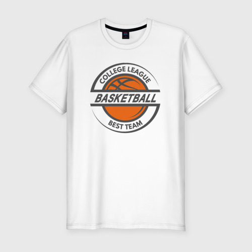 Мужская приталенная футболка из хлопка с принтом Basketball best team, вид спереди №1