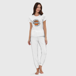 Пижама с принтом Basketball best team для женщины, вид на модели спереди №3. Цвет основы: белый