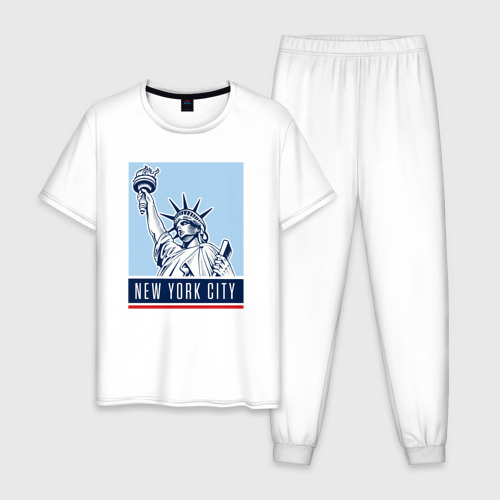Мужская пижама из хлопка с принтом Style New York, вид спереди №1