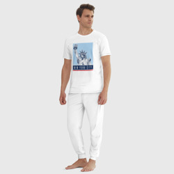Пижама с принтом Style New York для мужчины, вид на модели спереди №3. Цвет основы: белый