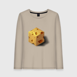 Кубик сыра – Женский лонгслив хлопок с принтом купить со скидкой в -20%