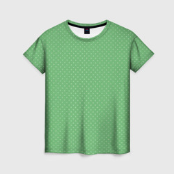 Женская футболка 3D Светлый зелёный в маленький белый горошек