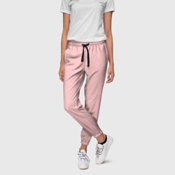 Светлый розовый в мелкий белый горошек – Женские брюки 3D с принтом купить