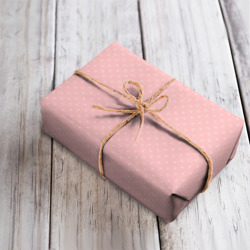 Бумага с принтом Светлый розовый в мелкий белый горошек для любого человека, вид спереди №4. Цвет основы: белый