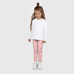Леггинсы с принтом Светлый розовый в мелкий белый горошек для ребенка, вид на модели спереди №3. Цвет основы: белый