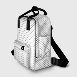 Рюкзак с принтом Белый в чёрный маленький горошек для женщины, вид спереди №2. Цвет основы: белый