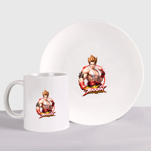 Набор: тарелка + кружка с принтом Персонаж из игры Tekken, вид спереди №1