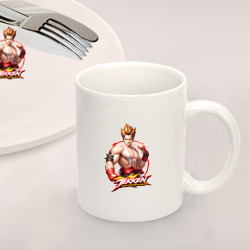 Набор: тарелка кружка с принтом Персонаж из игры Tekken для любого человека, вид спереди №2. Цвет основы: белый