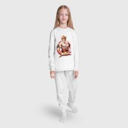 Пижама с принтом Персонаж из игры Tekken для ребенка, вид на модели спереди №3. Цвет основы: белый