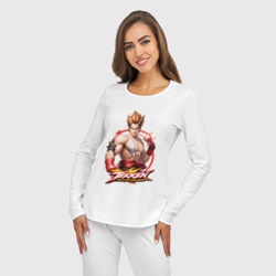 Пижама с принтом Персонаж из игры Tekken для женщины, вид на модели спереди №3. Цвет основы: белый