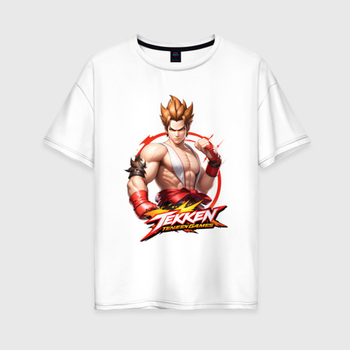 Женская футболка из хлопка оверсайз с принтом Персонаж из игры Tekken, вид спереди №1