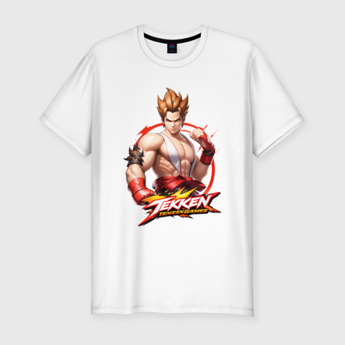 Мужская приталенная футболка из хлопка с принтом Персонаж из игры Tekken, вид спереди №1
