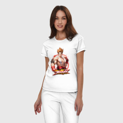 Пижама с принтом Персонаж из игры Tekken для женщины, вид на модели спереди №2. Цвет основы: белый
