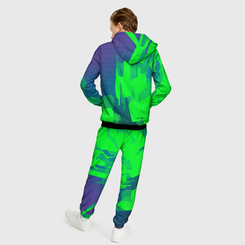 Мужской 3D костюм с принтом Зеленый фиолет, вид сзади #2