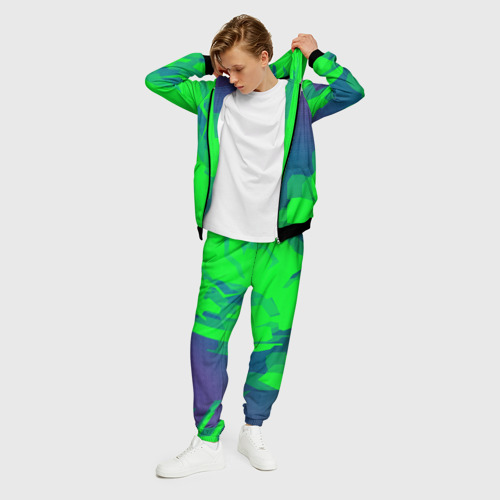 Мужской 3D костюм с принтом Зеленый фиолет, фото на моделе #1