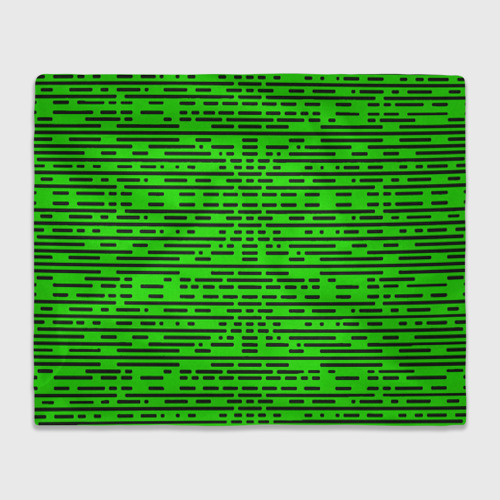 Плед с принтом Чёрные полосы на зелёном фоне, вид спереди №1