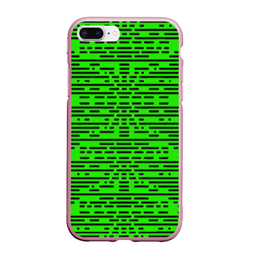 Чехол для iPhone 7/8 Plus матовый с принтом Чёрные полосы на зелёном фоне, вид спереди №1