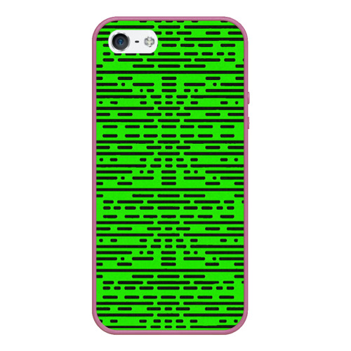 Чехол для iPhone 5/5S матовый с принтом Чёрные полосы на зелёном фоне, вид спереди №1