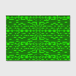 Холст с принтом Чёрные полосы на зелёном фоне для любого человека, вид спереди №2. Цвет основы: белый