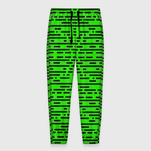 Мужские брюки 3D Чёрные полосы на зелёном фоне, цвет 3D печать